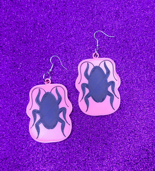 Pink Cockroach Earrings 3d Printed