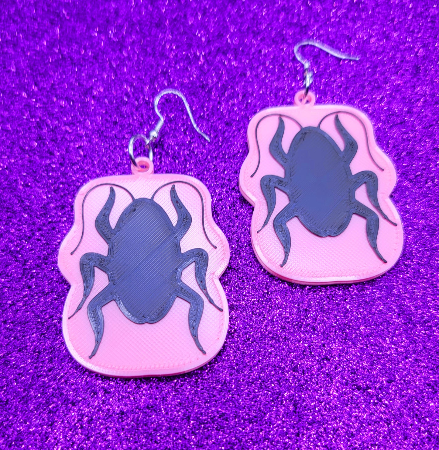 Pink Cockroach Earrings 3d Printed
