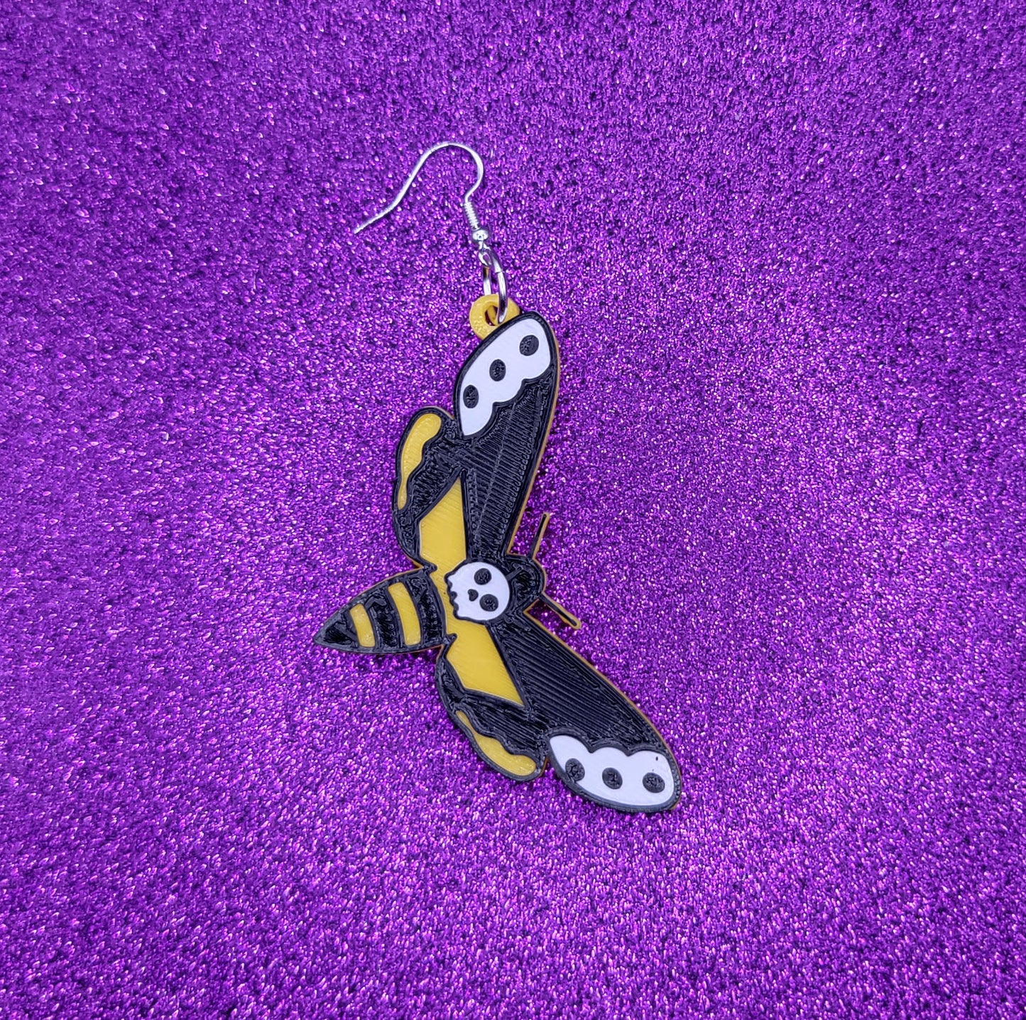 Death's Head Hawk Moth Statement Earrings 3D Printed