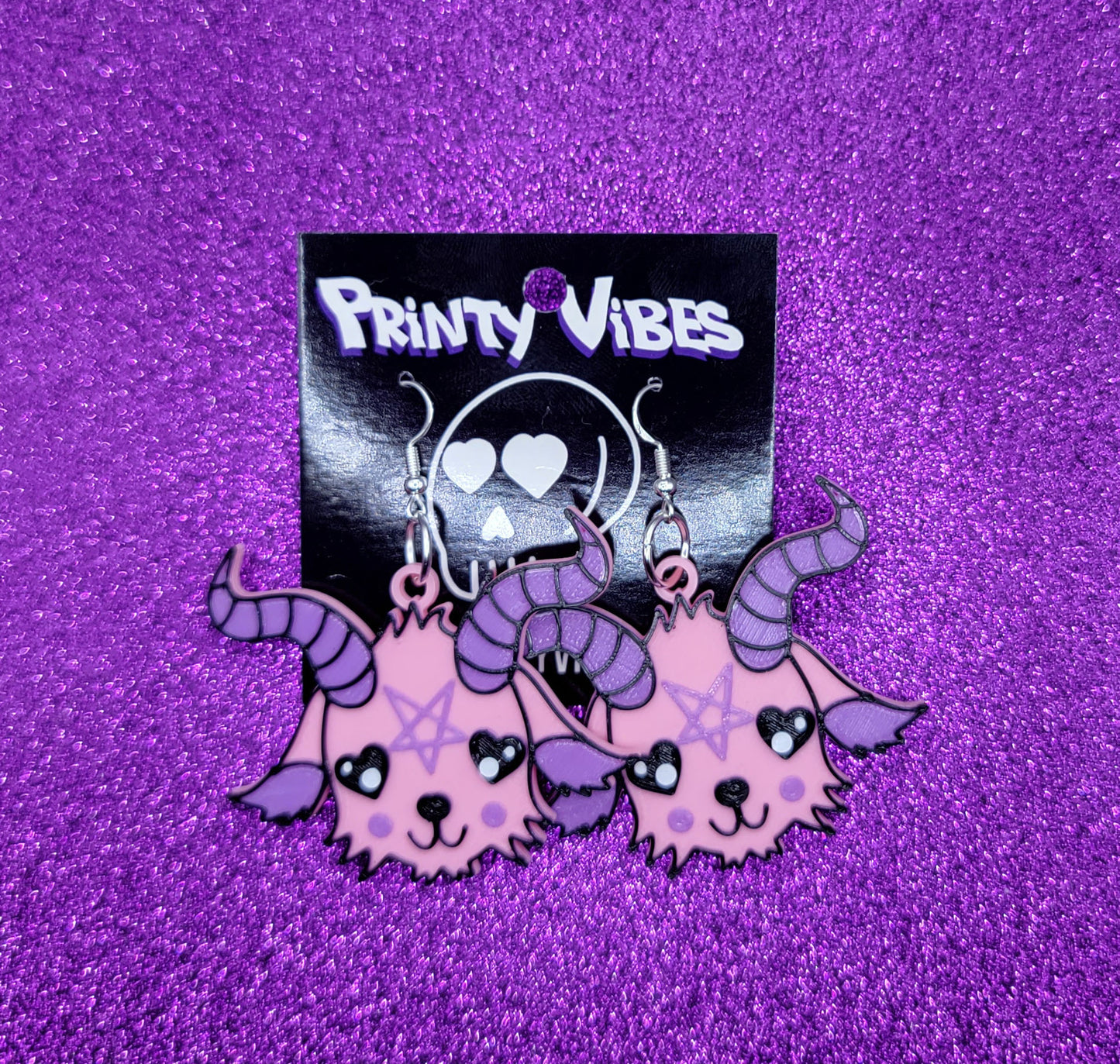 Pastel Baphomet Earrings 3d Printed