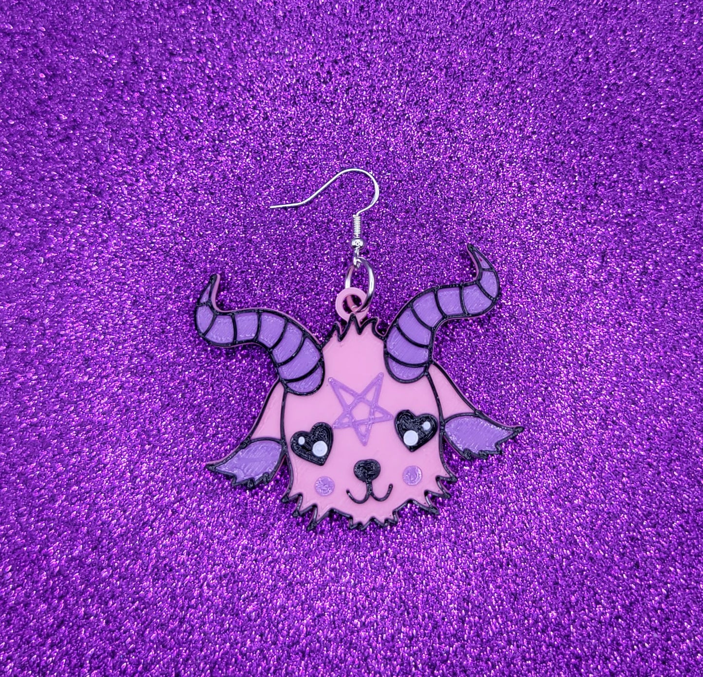Pastel Baphomet Earrings 3d Printed