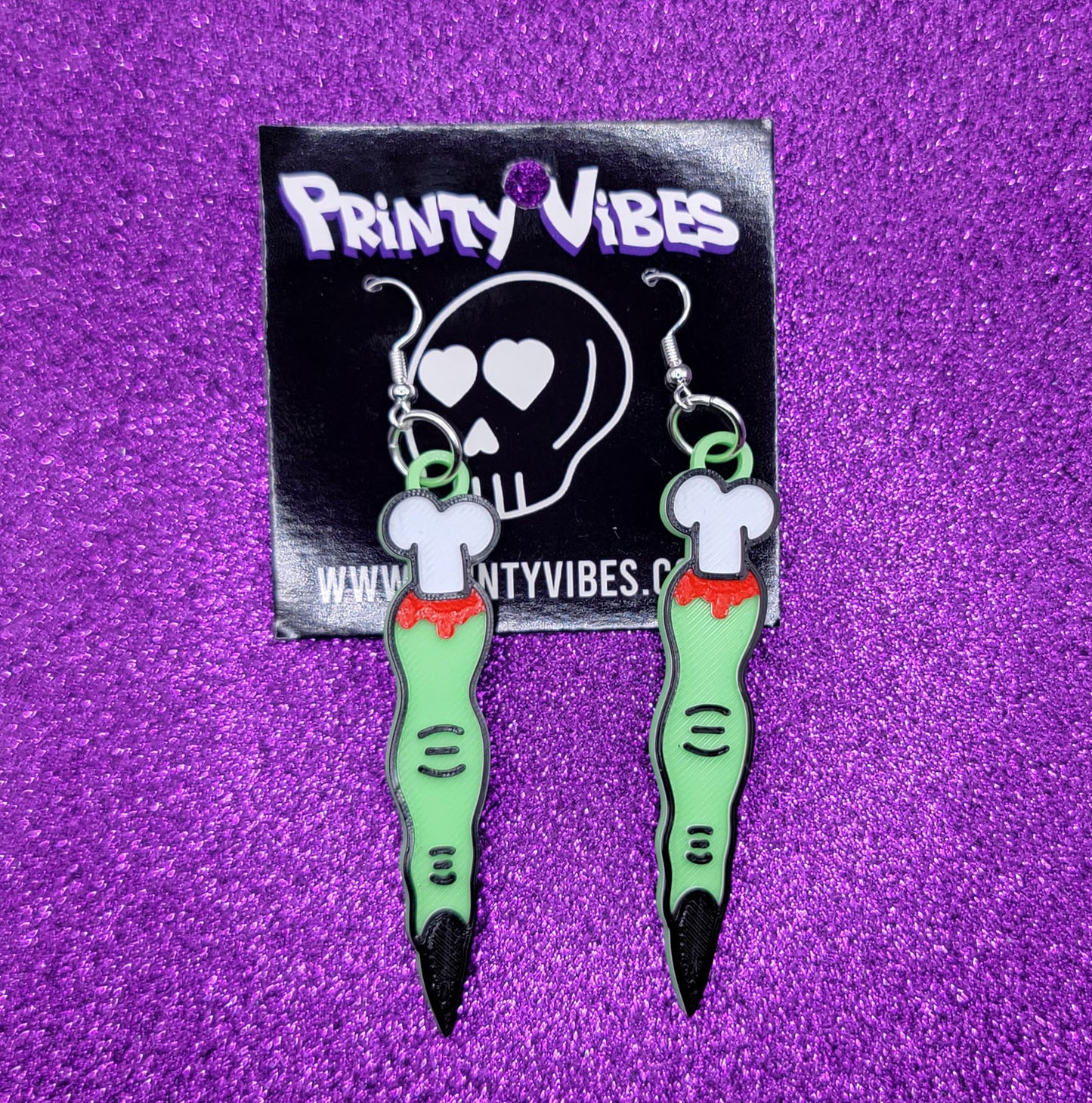 Witch Finger Earrings 3d Printed