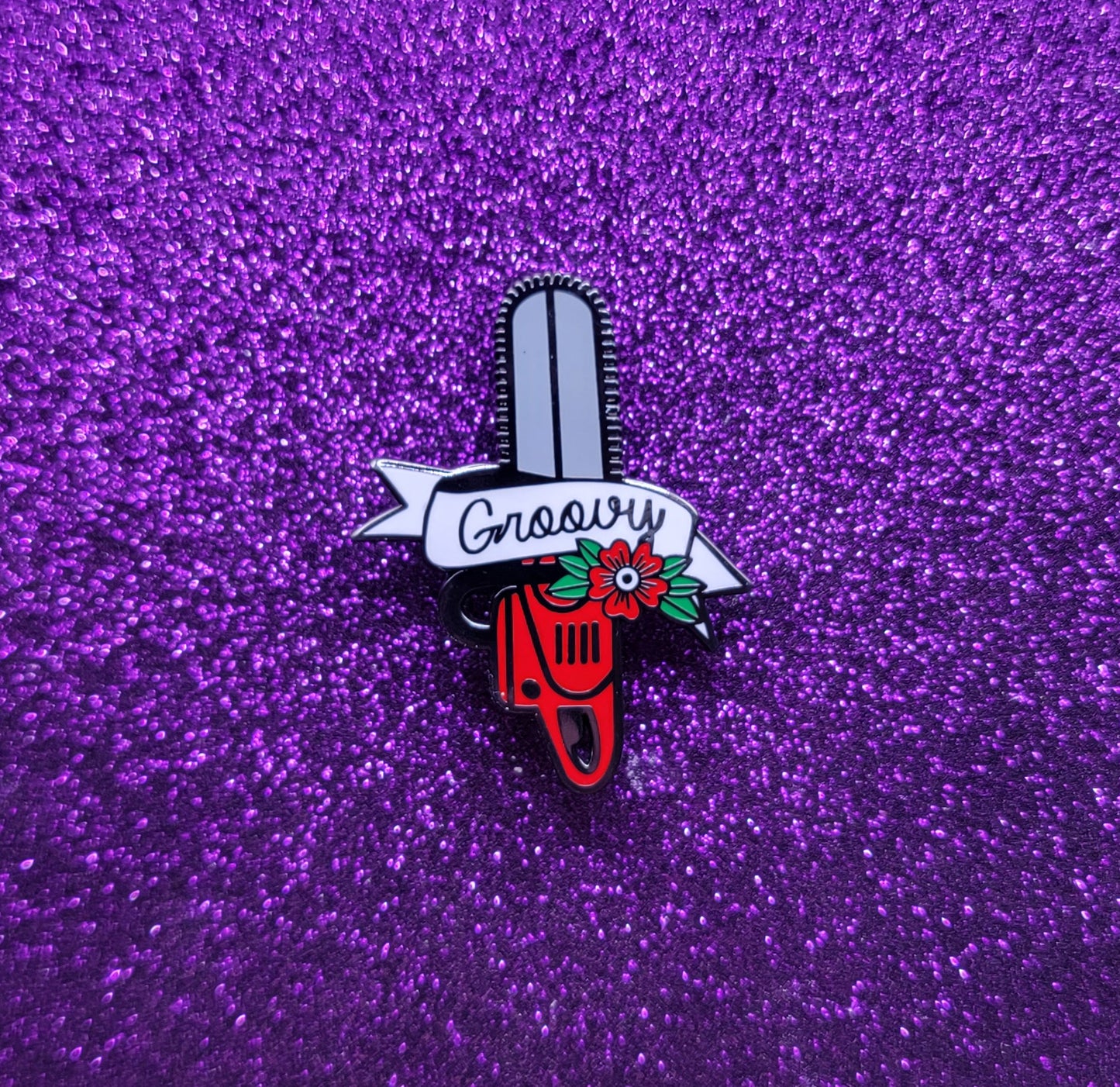 Groovy Chainsaw Evil Dead Enamel Pin