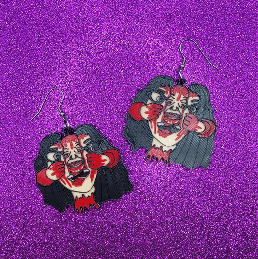 Dead Alive Horror Movie Statement Earrings 3D Printed