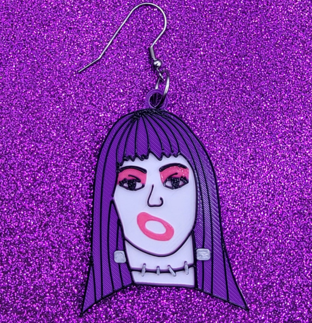 Frankenhooker Horror Movie Statement Earrings 3D Printed
