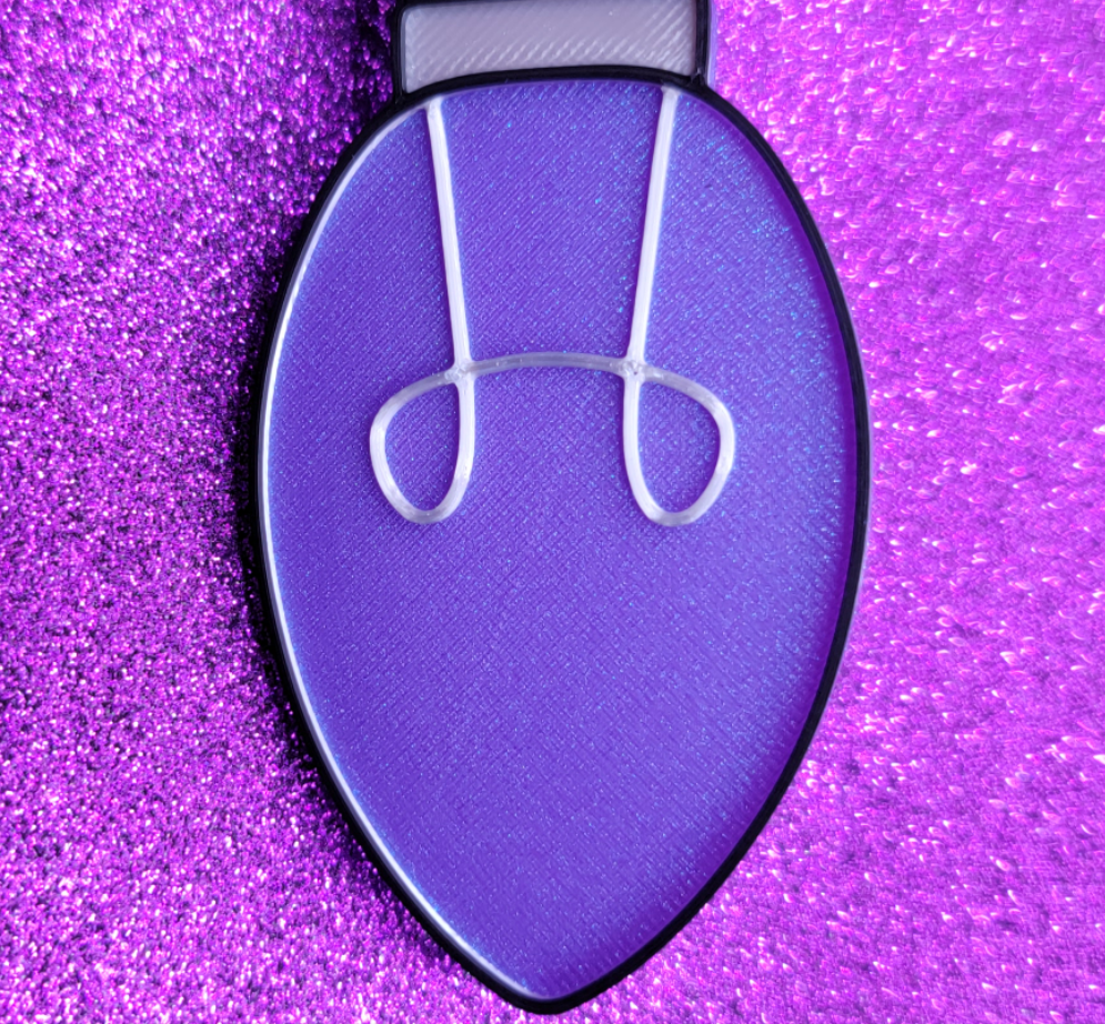 Purple Iridescent Light Bulb 3D Printed Christmas Ornament