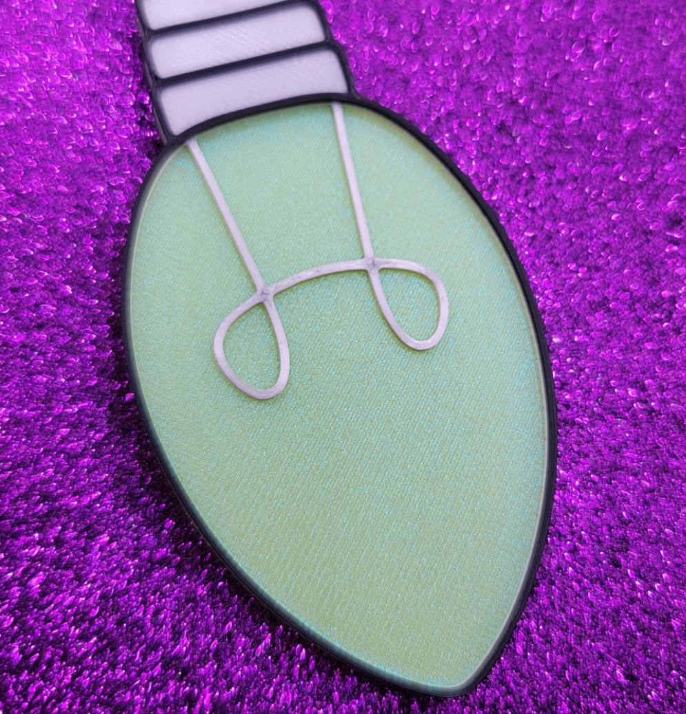 Green Iridescent Light Bulb 3D Printed Christmas Ornament