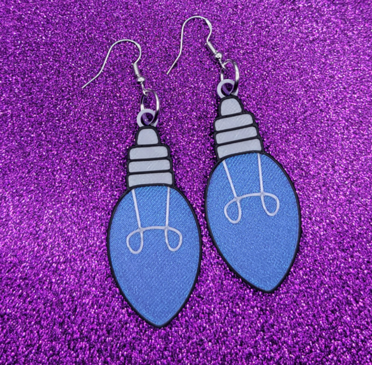 Purple Iridescent Christmas Light Bulb Earrings Statement Earrings 3D Printed