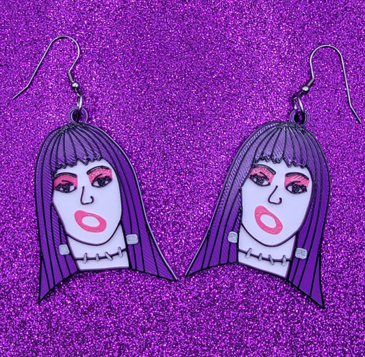 Frankenhooker Horror Movie Statement Earrings 3D Printed