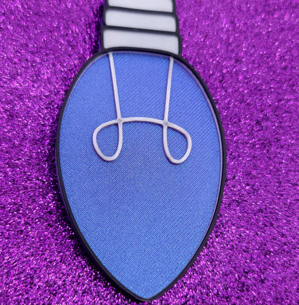 Purple Iridescent Light Bulb 3D Printed Christmas Ornament