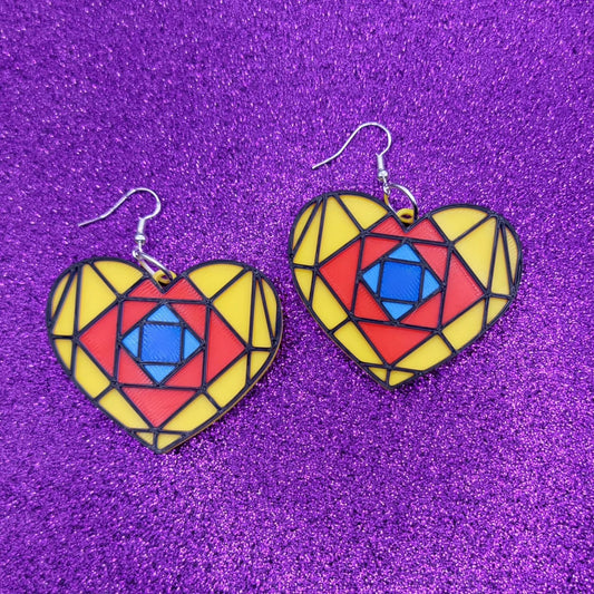 Suspiria Hearts Horror Movie Statement Earrings 3D Printed