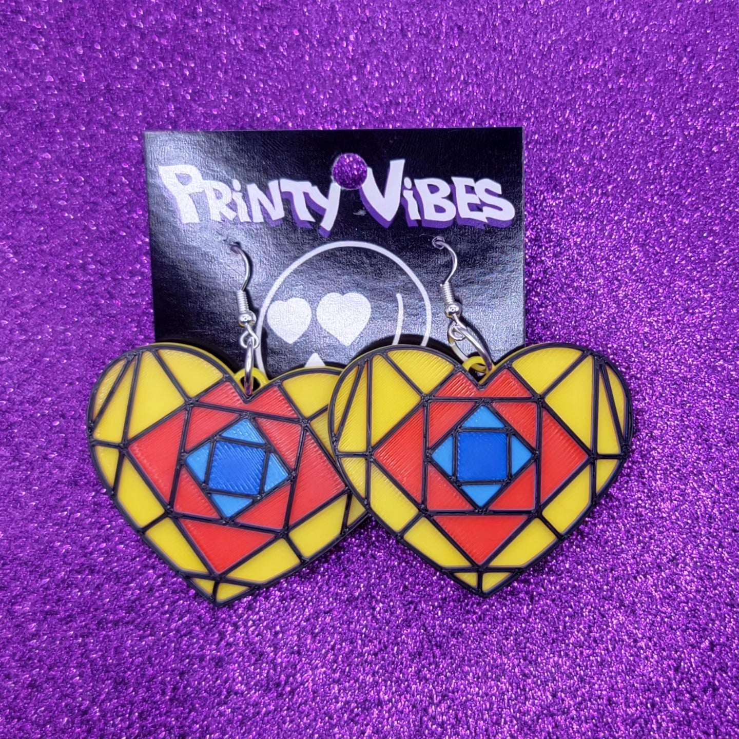 Suspiria Hearts Horror Movie Statement Earrings 3D Printed