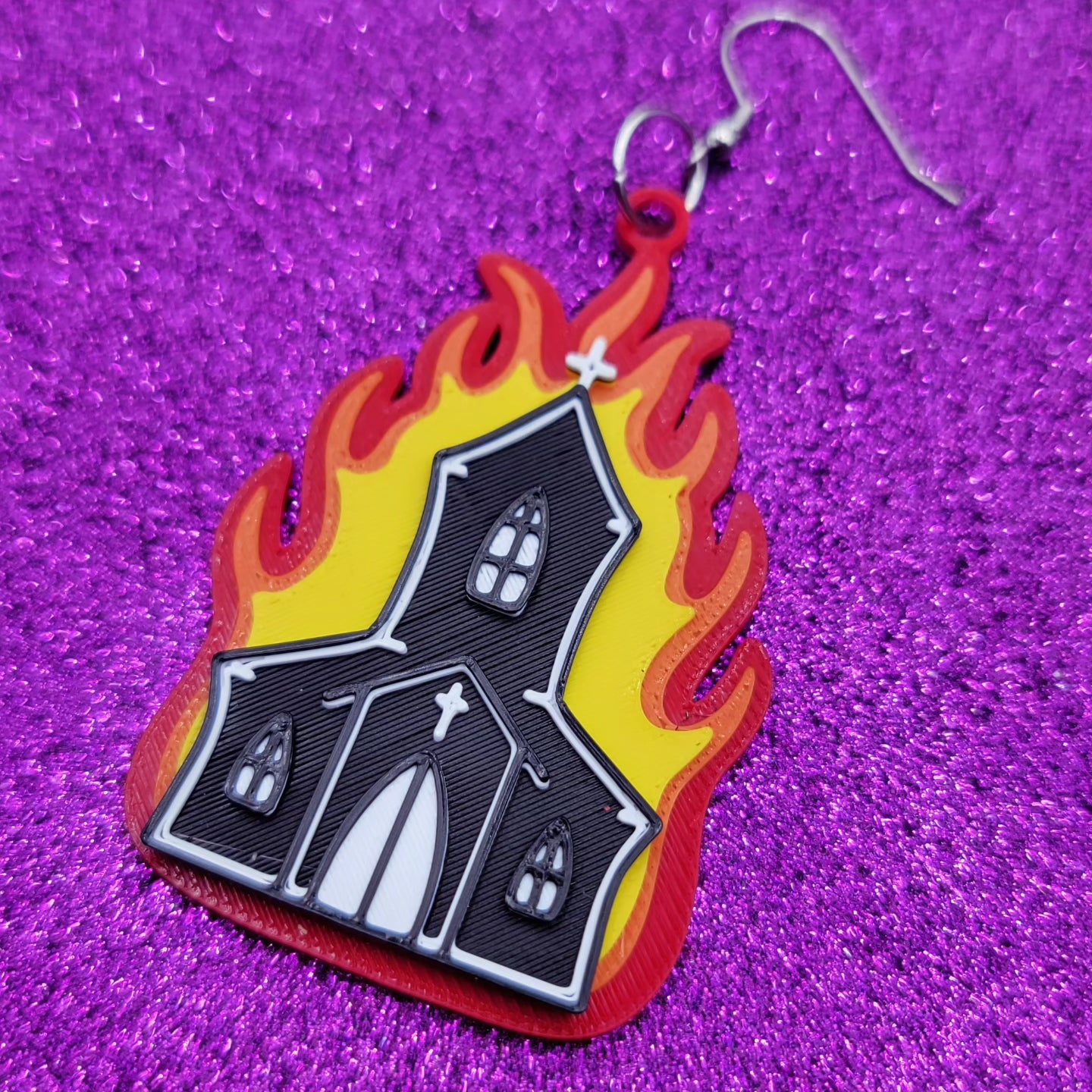 Burning Church 3D Printed Statement Earrings