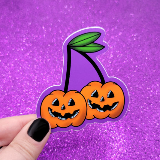 Pumpkin Cherries Halloween Sticker
