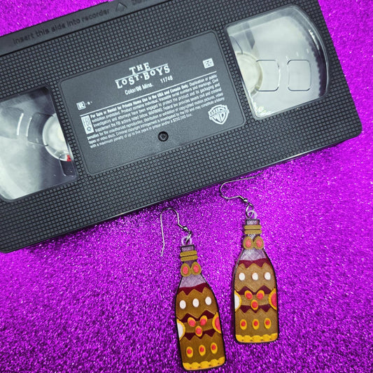Blood Flask Horror Movie Statement Earrings 3D Printed