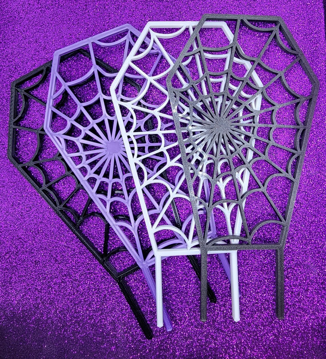spider plant trellis Spiderweb Coffin 3D Printed Spooky Indoor House Plant Trellis Decorati – Printy Vibes