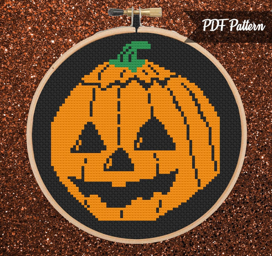 Halloween Pumpkin Mask Cross Stitch PDF Pattern - Instant Download
