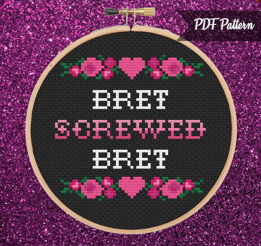 Bret Screwed Bret Wrestling Cross Stitch PDF Pattern - Instant Download