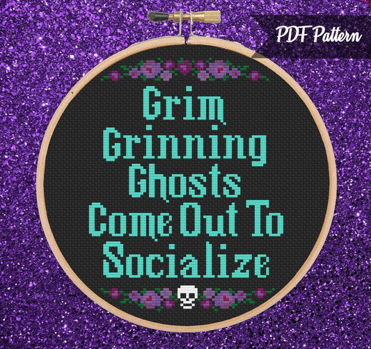 Grim Grinning Ghosts Cross Stitch - PDF Pattern