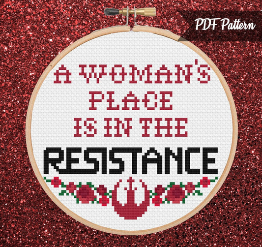 A Woman's Place Is In The Resistance Cross Stitch PDF Pattern - Instant Download