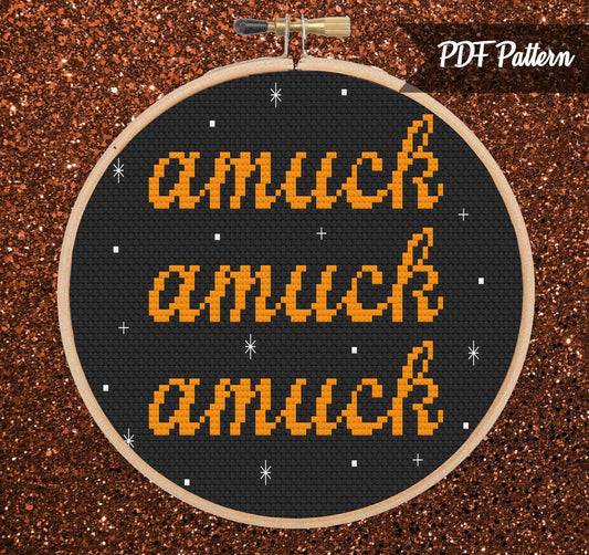 Amuck Amuck Amuck Halloween Cross Stitch PDF Pattern - Instant Download
