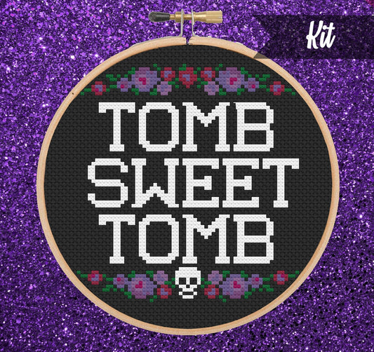 Tomb Sweet Tomb Cross Stitch Kit, Goth Cross Stitch, Spooky Cross Stitch