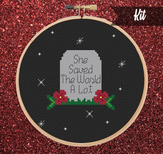 She Saved The World A Lot Cross Stitch Kit