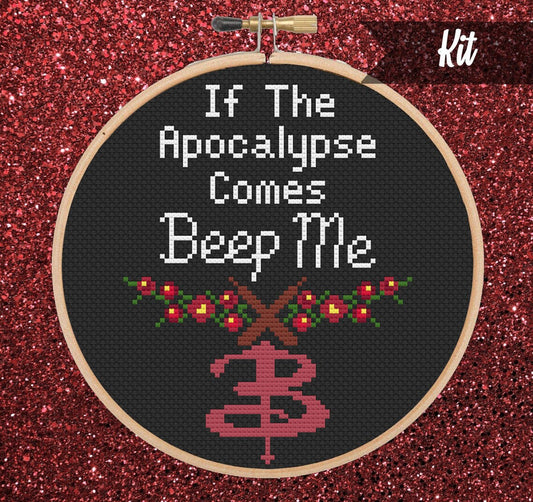If The Apocalypse Comes Beep Me Cross Stitch Kit