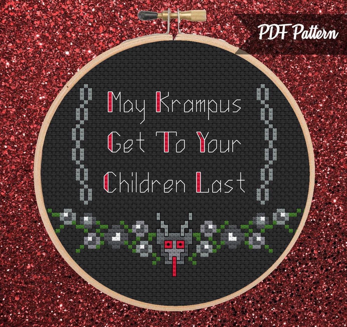 A Krampusnacht Blessing Cross Stitch PDF Pattern - Instant Download