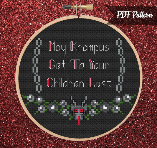 A Krampusnacht Blessing Cross Stitch PDF Pattern - Instant Download