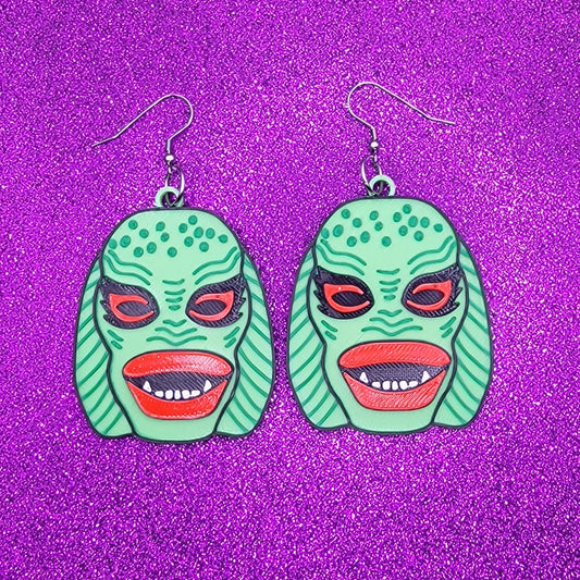 Creature Horror Statement Earrings 3D Printed