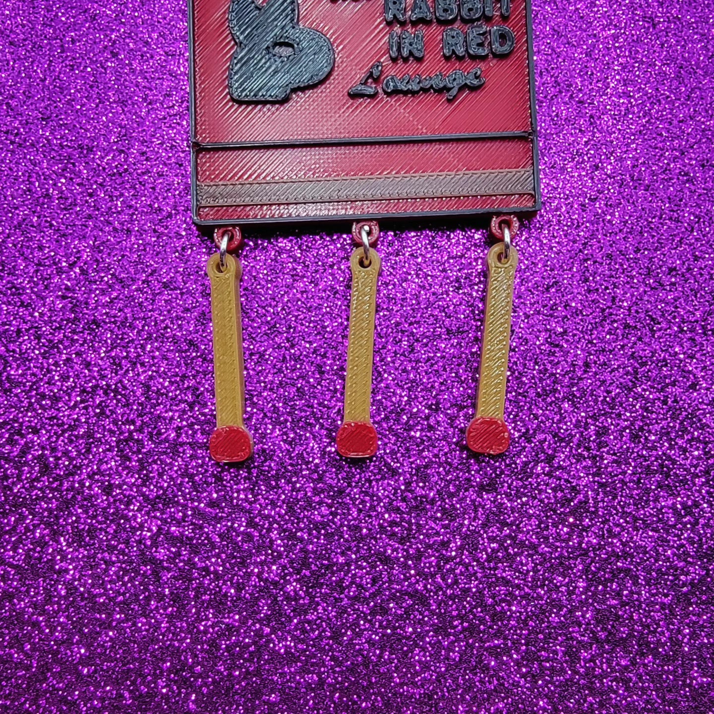 Rabbit In Red Horror Movie Statement Earrings 3D Printed