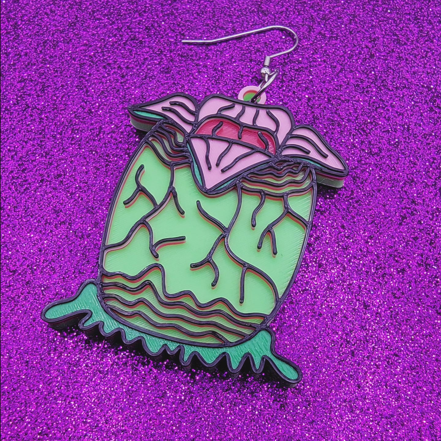 Alien Egg Pod 3D Printed Statement Earrings