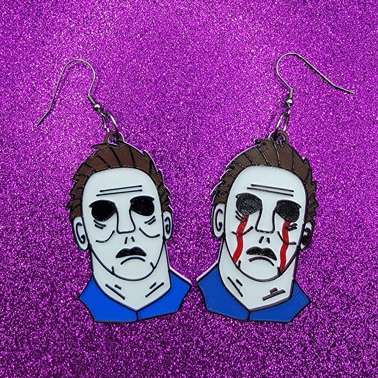 Michael Horror Movie Statement Earrings 3D Printed