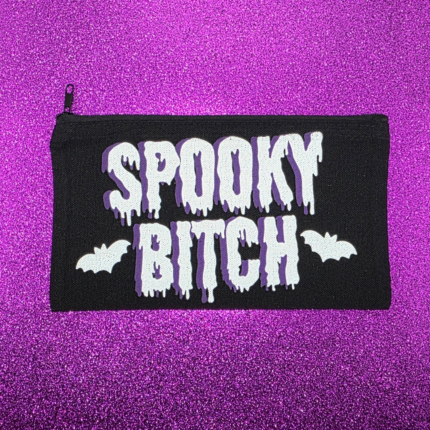Spooky Bitch Zippered Pouch, Makeup Bag, Pencil Case 4.8"x8.4"