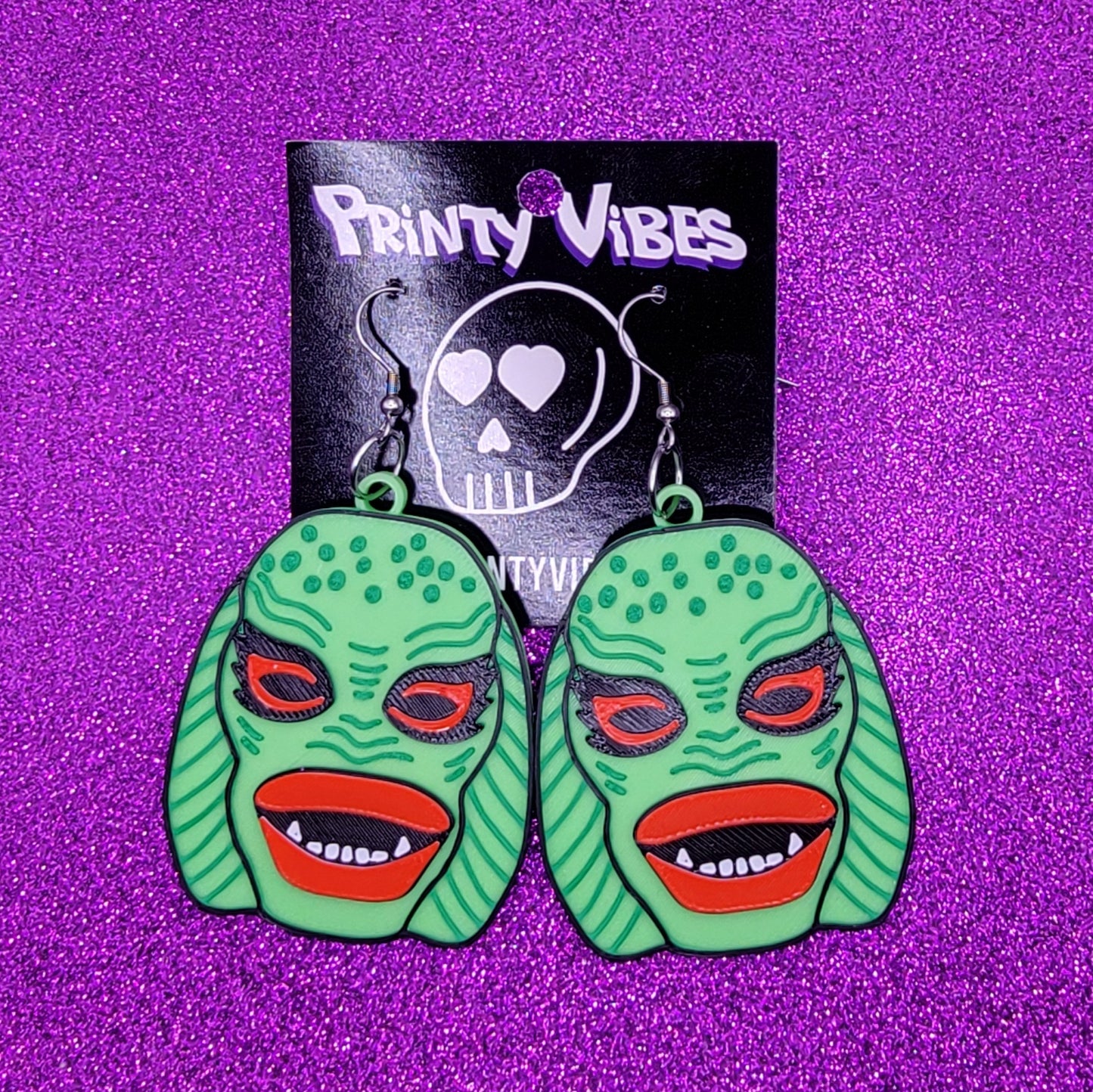 Creature Horror Statement Earrings 3D Printed