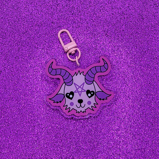 Pink Baphomet Acrylic Keychain 2"