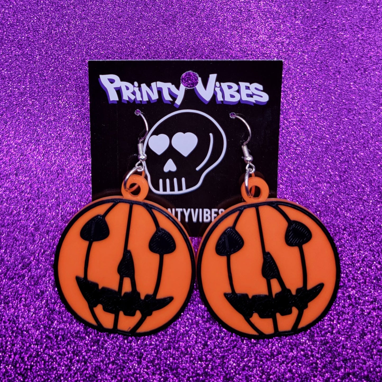 Halloween Pumpkin Statement Earrings 3D Printed