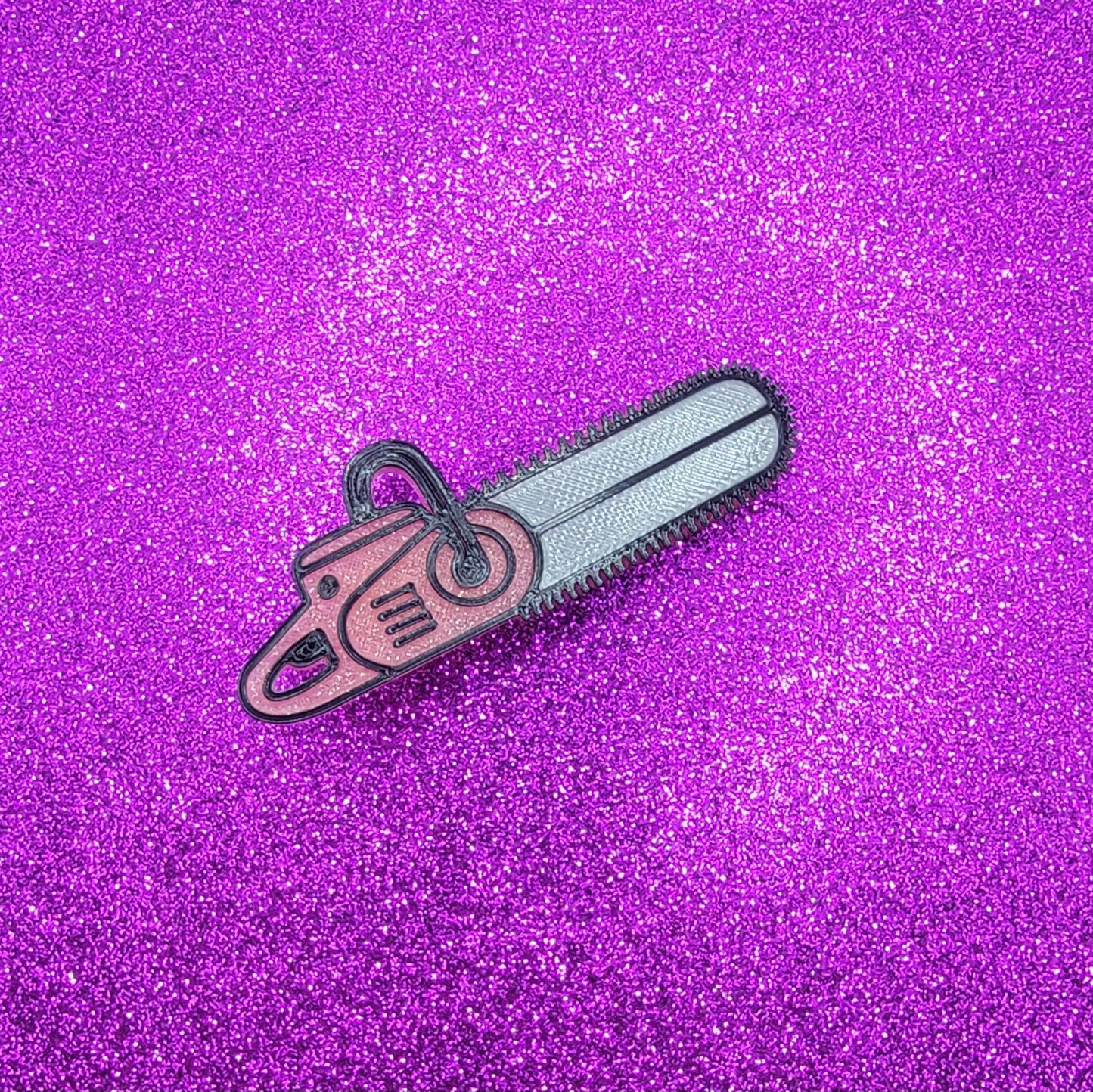 Pink Glitter Chainsaw Horror Movie Hair Clips