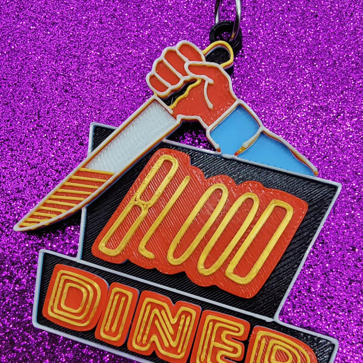 Blood Diner Horror Movie Statement Earrings 3D Printed