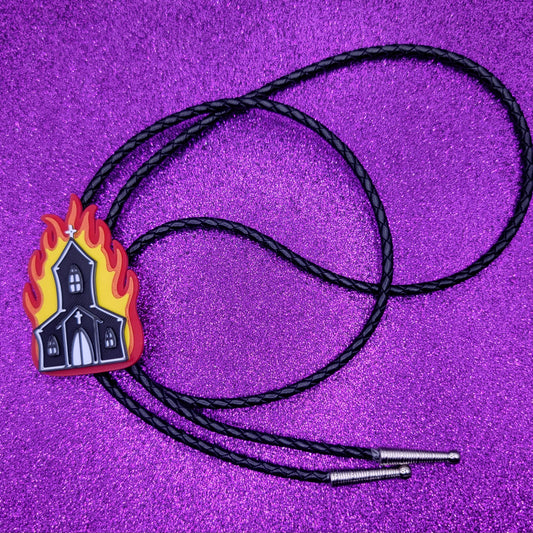 Burning Church Bolo Tie