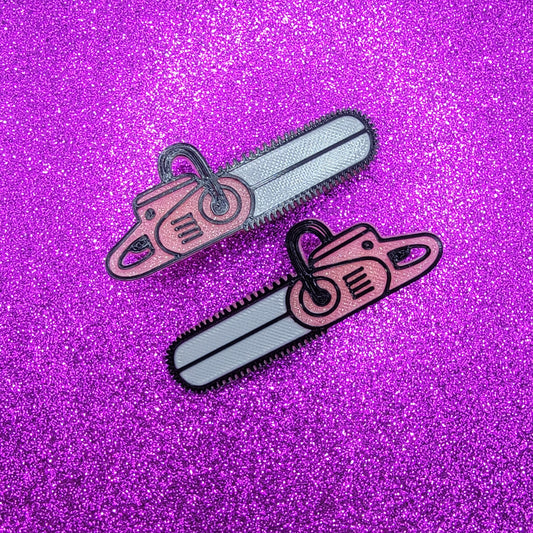 Pink Glitter Chainsaw Horror Movie Hair Clips