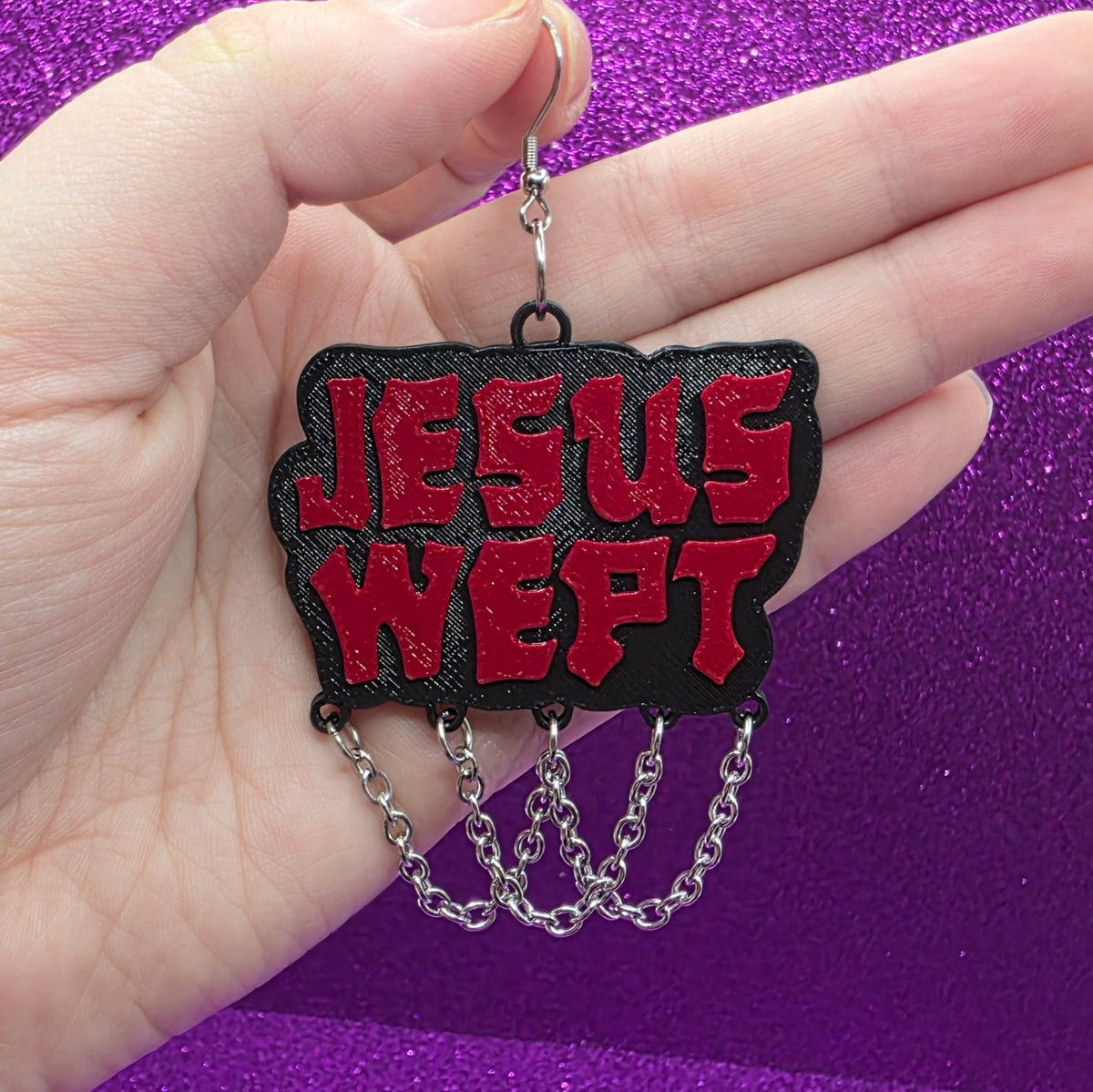 Jesus Wept Horror Movie Statement Earrings 3D Printed