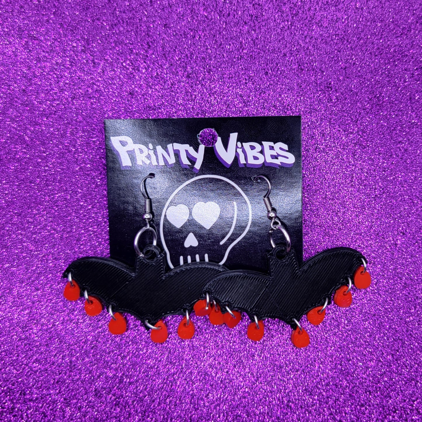 Bat Drip Statement Earrings 3D Printed