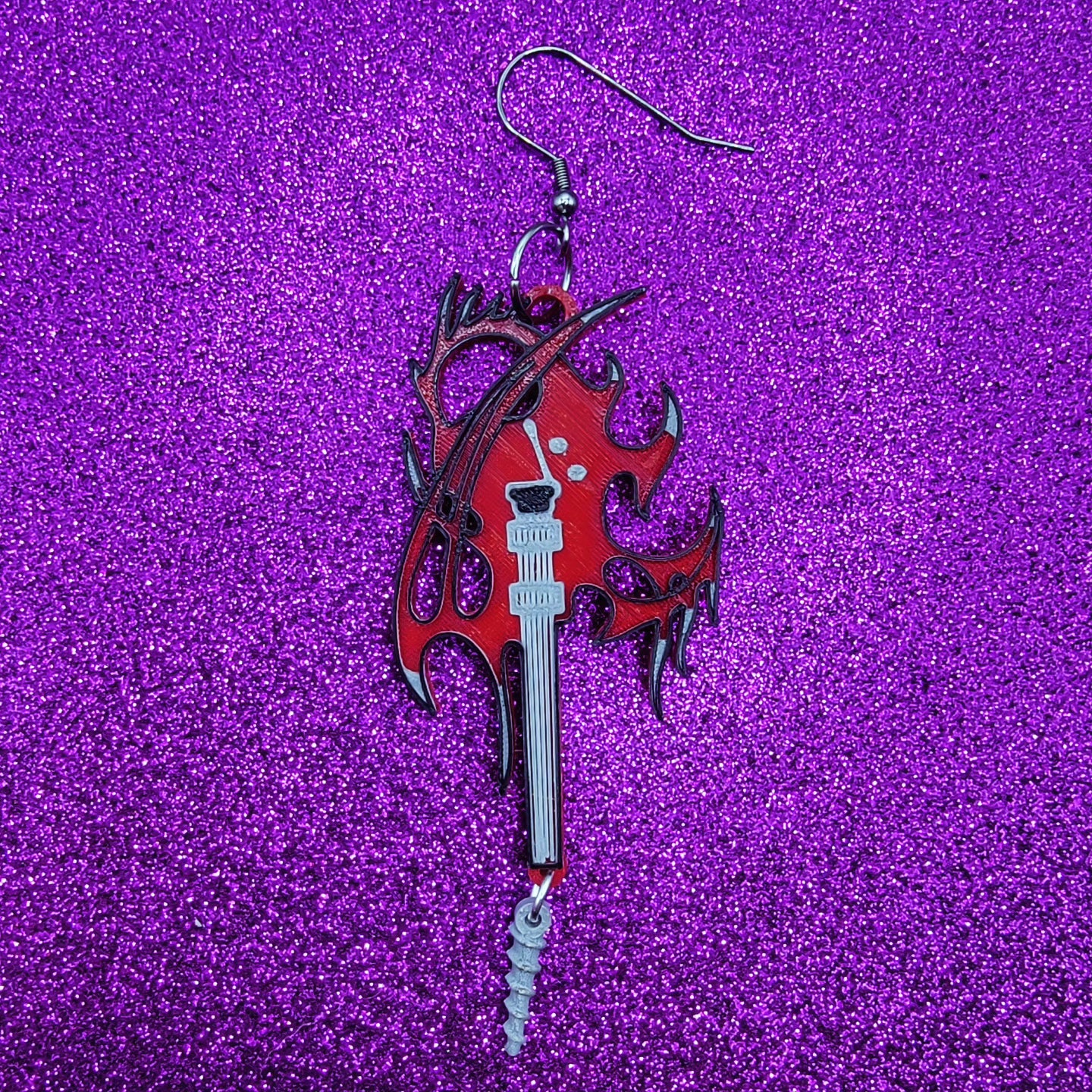 Driller Killer Horror Movie Statement Earrings 3D Printed