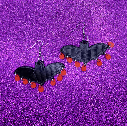 Bat Drip Statement Earrings 3D Printed