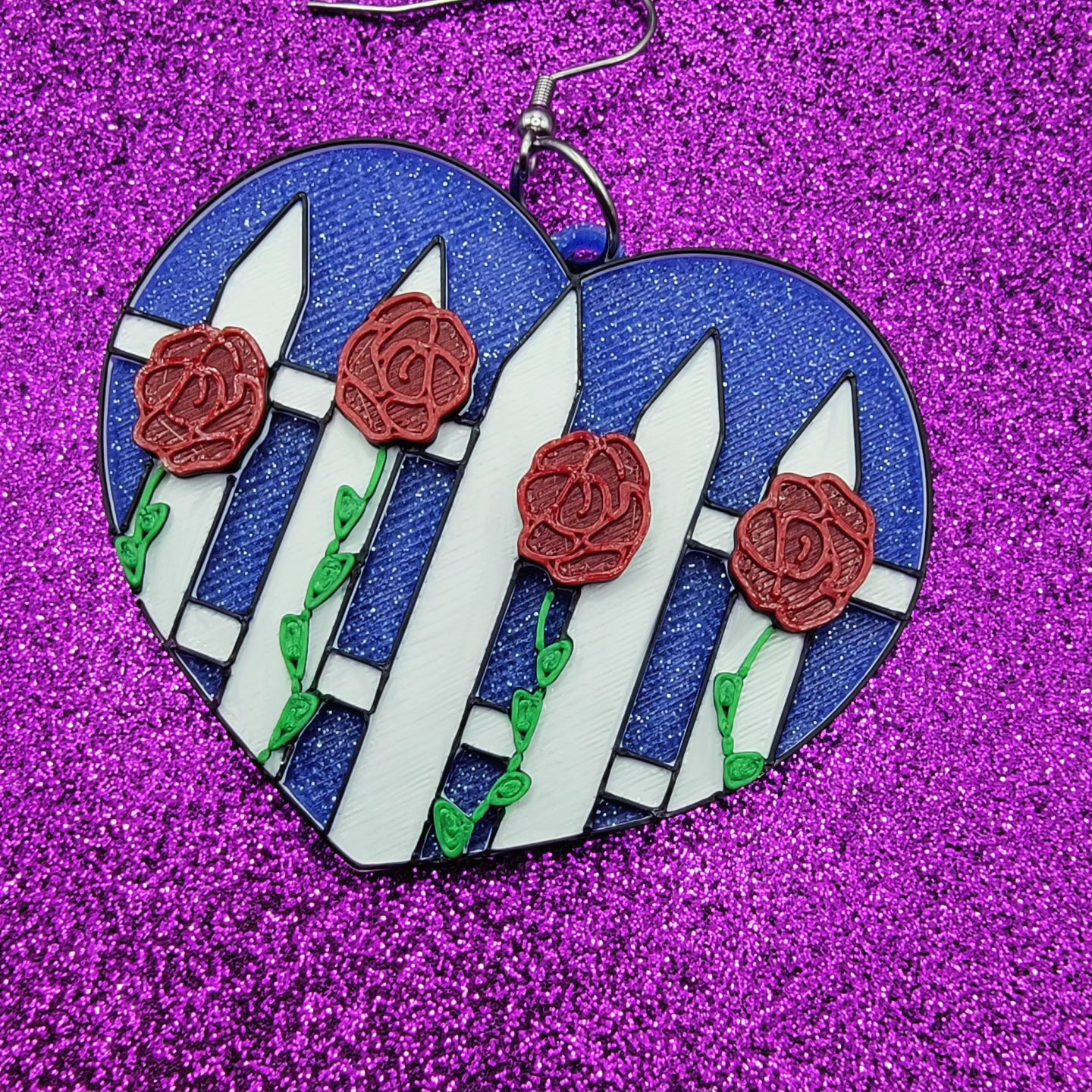 Blue Velvet Statement Earrings 3D Printed