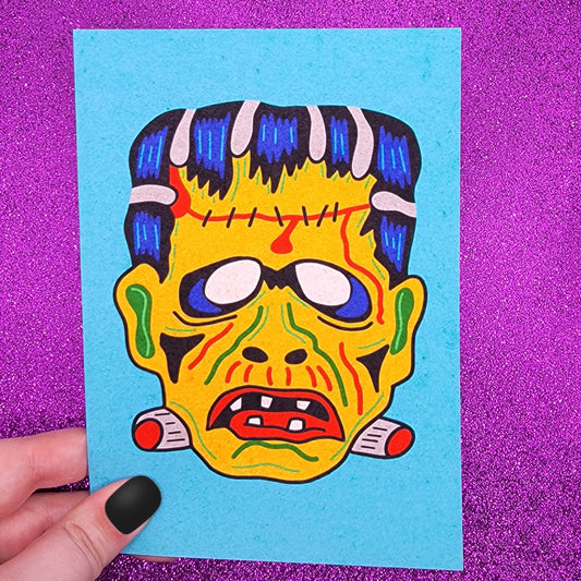 Retro Frankenstein Monster Mask Art Print 5"x7"