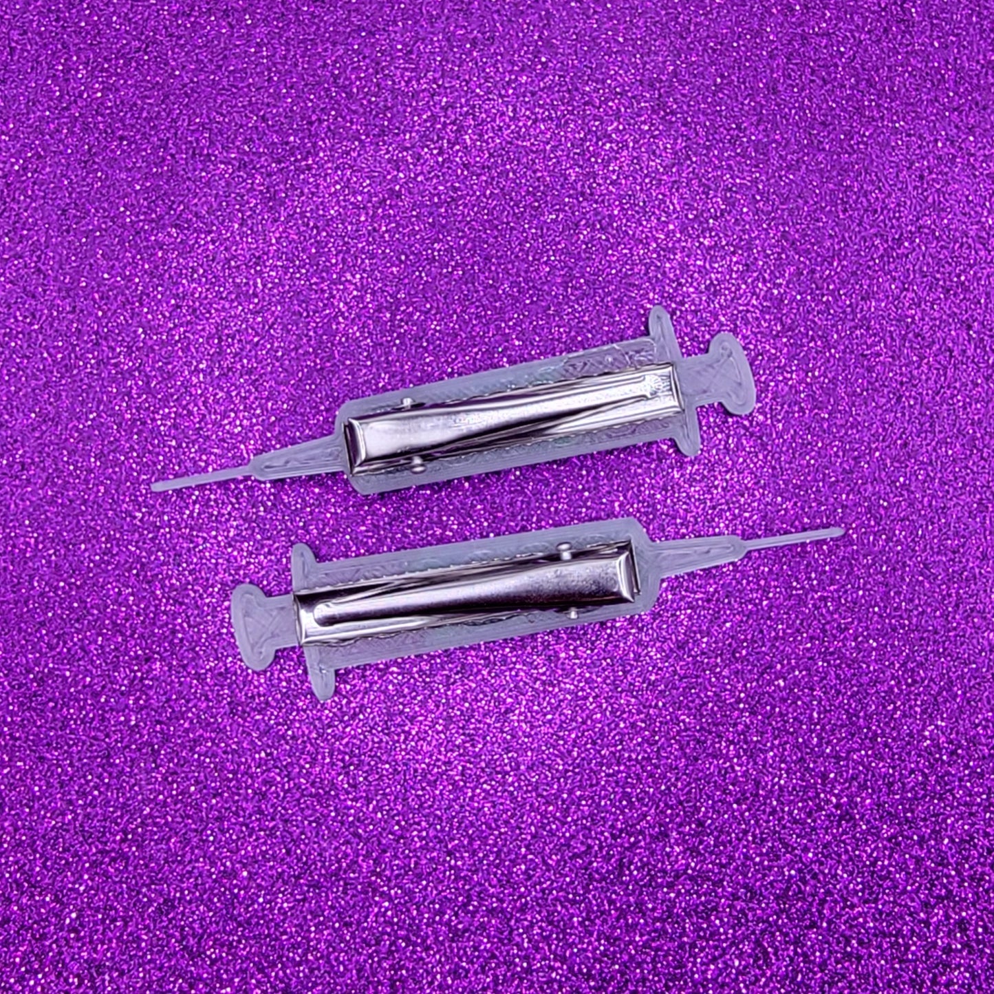 Green Syringe Horror Movie Hair Clips
