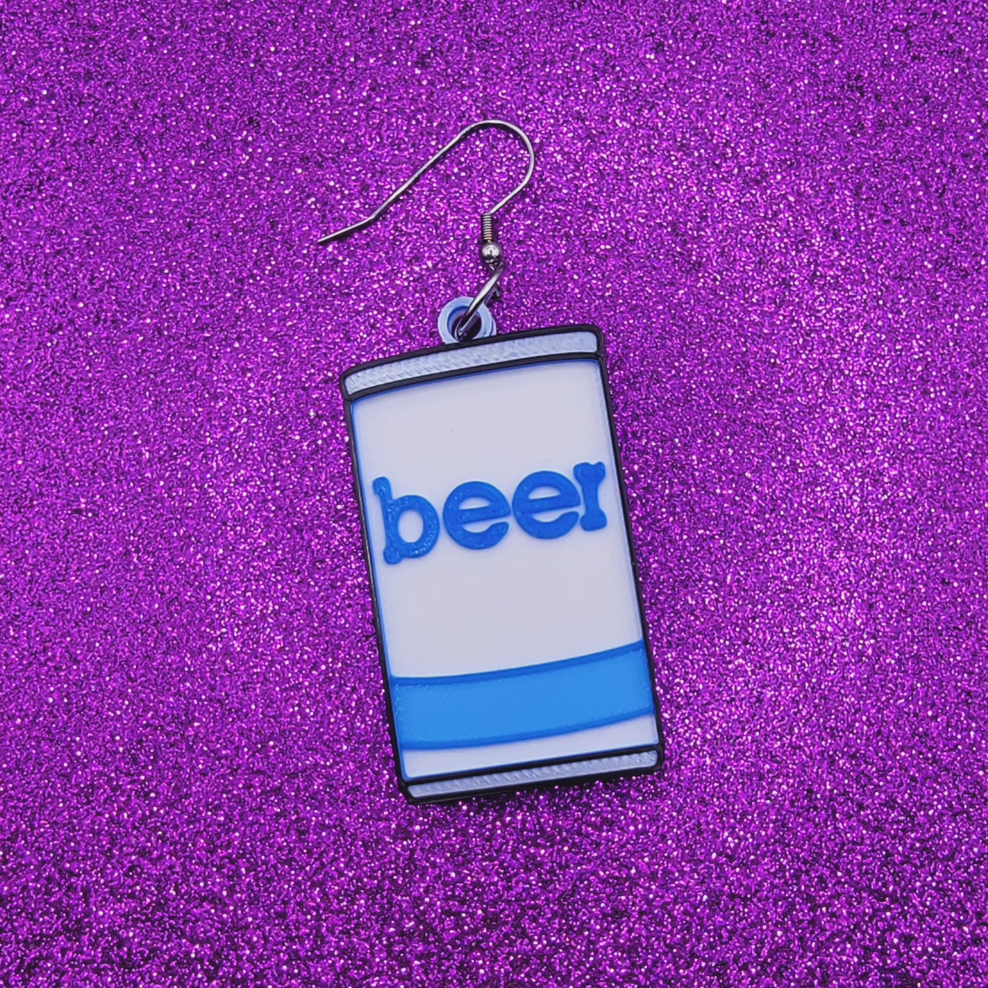 Repo Man Beer Can Statement Earrings 3D Printed
